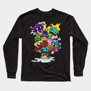 fu-cube and Freind Monster Colored Doodle Long Sleeve T-Shirt